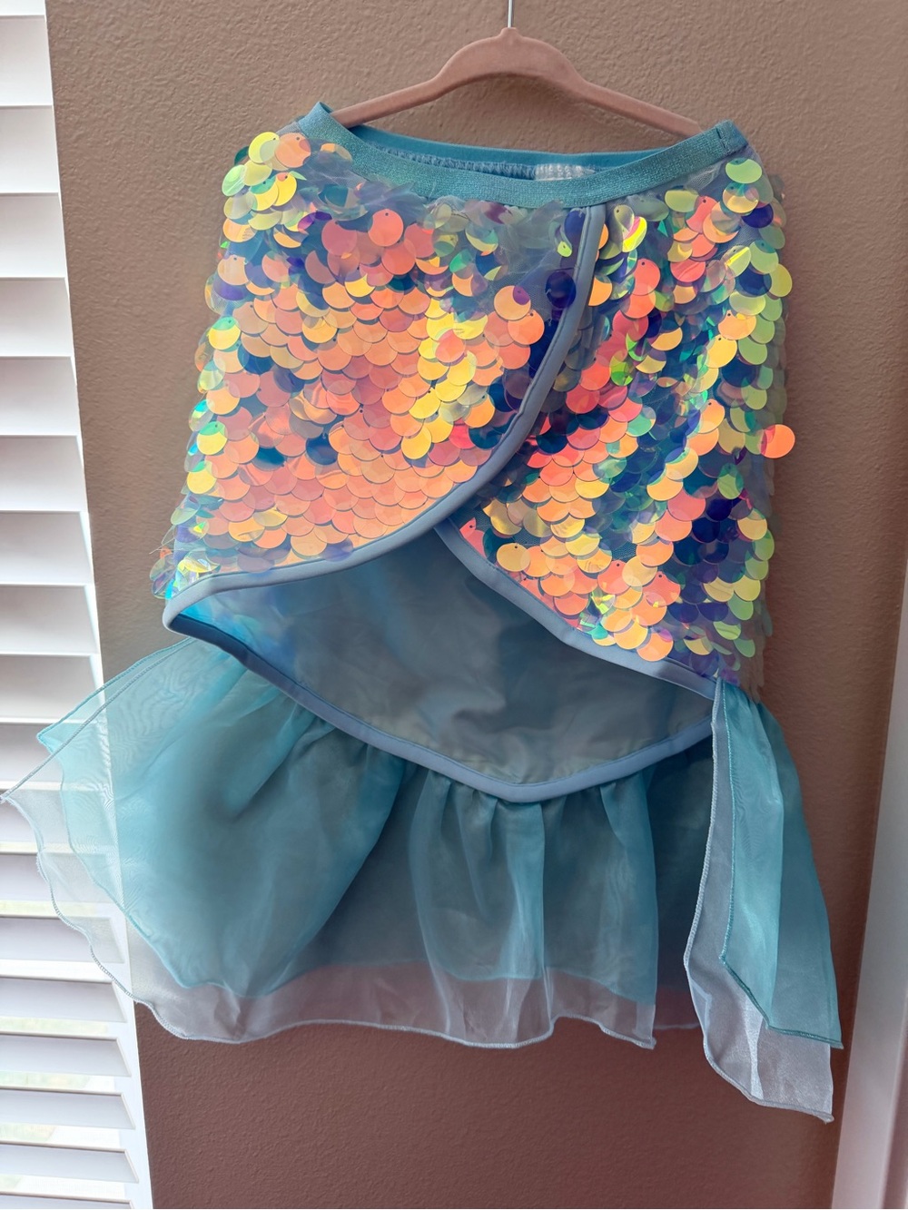 H&M Iridescent Sequin Aqua Wrap Skirt